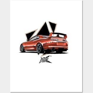 toyota supra a80 orange Posters and Art